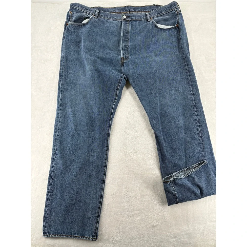 Levi's Jeans 44x32 501 Original Fit Medium Wash Blue Button Fly Denim Pants